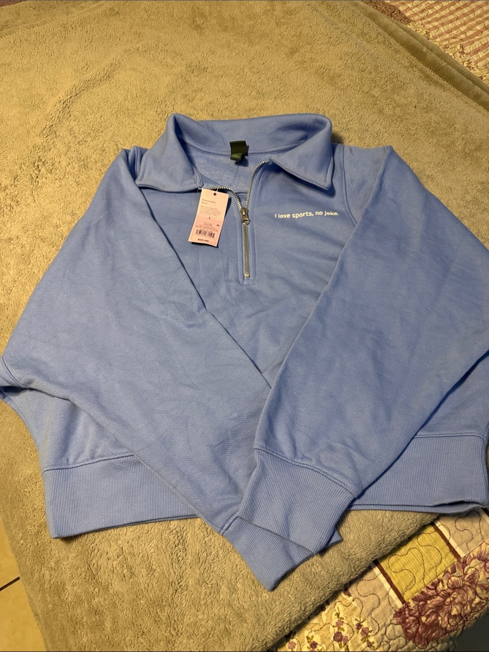 wild fable Blue Quarter-Zip Cowl Pullover